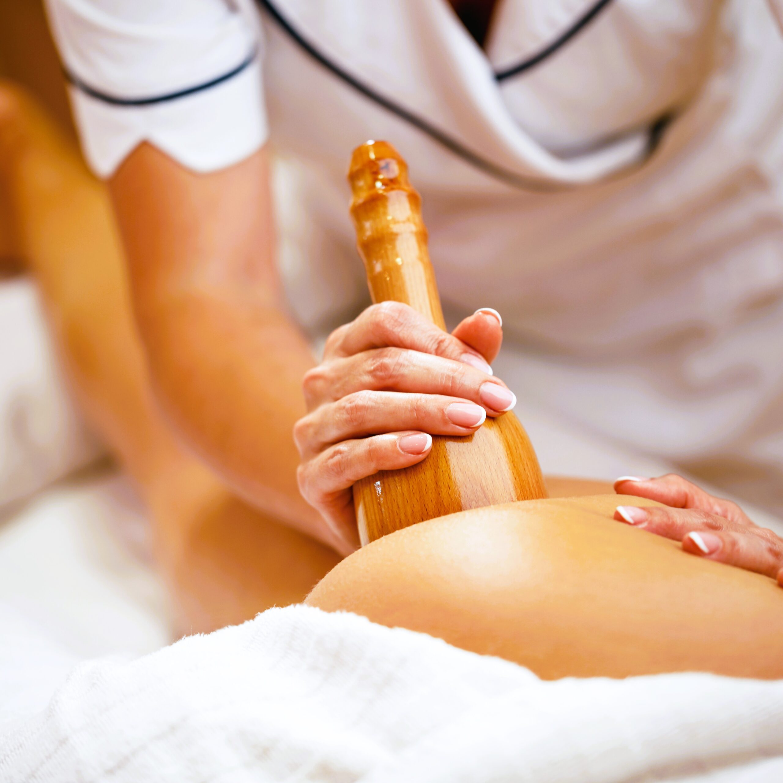 Maderoterapia close up of maderotherapy at health spa.